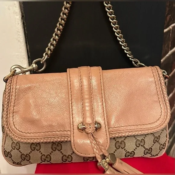 GUCCI Brown & Tan Monogram Canvas and Tan Leather Shoulder Bag (257032.204990) - Picture 15 of 15